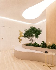 Recepção Clínica sensorial, leve e humanizada - Letícia Beraldo Arquitetura e Interiores | Neuroarquitetura, Bem-estar e Saúde