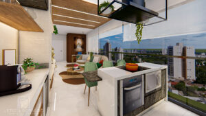 Cozinha Apê Recanto - aconchego, elegância e conexão com a natureza - Letícia Beraldo Arquitetura e Interiores | Neuroarquitetura, Bem-estar e Saúde