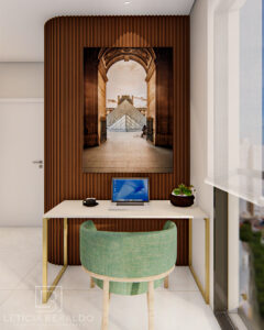 Sala e Home Office Apê Recanto - aconchego, elegância e conexão com a natureza - Letícia Beraldo Arquitetura e Interiores | Neuroarquitetura, Bem-estar e Saúde