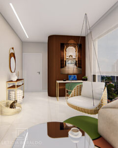 Sala Apê Recanto - aconchego, elegância e conexão com a natureza - Letícia Beraldo Arquitetura e Interiores | Neuroarquitetura, Bem-estar e Saúde