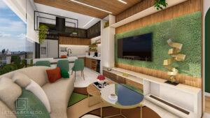 Sala Apê Recanto - aconchego, elegância e conexão com a natureza - Letícia Beraldo Arquitetura e Interiores | Neuroarquitetura, Bem-estar e Saúde