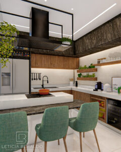 Cozinha Apê Recanto - aconchego, elegância e conexão com a natureza - Letícia Beraldo Arquitetura e Interiores | Neuroarquitetura, Bem-estar e Saúde