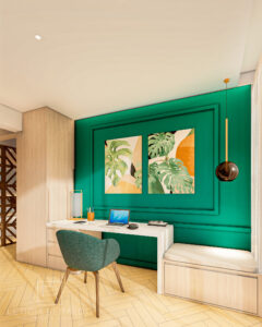 Home Office e ateliê aconchegante, biofílica e com personalidade - Apê Origens - Letícia Beraldo Arquitetura e Interiores | Neuroarquitetura, Bem-estar e Saúde