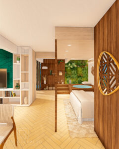 Suíte aconchegante, biofílica e com personalidade - Apê Origens - Letícia Beraldo Arquitetura e Interiores | Neuroarquitetura, Bem-estar e Saúde