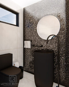 Lavabo Apê Recanto - aconchego, elegância e conexão com a natureza - Letícia Beraldo Arquitetura e Interiores | Neuroarquitetura, Bem-estar e Saúde