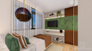 Quarto Apê Recanto - aconchego, elegância e conexão com a natureza - Letícia Beraldo Arquitetura e Interiores | Neuroarquitetura, Bem-estar e Saúde