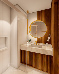 Banheiro aconchegante, biofílico e com personalidade - Apê Origens - Letícia Beraldo Arquitetura e Interiores | Neuroarquitetura, Bem-estar e Saúde