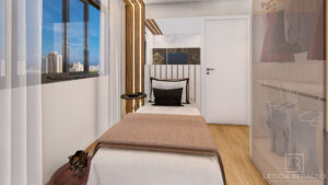 Quarto Apê Recanto - aconchego, elegância e conexão com a natureza - Letícia Beraldo Arquitetura e Interiores | Neuroarquitetura, Bem-estar e Saúde