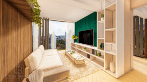 Sala aconchegante, biofílica e com personalidade - Apê Origens - Letícia Beraldo Arquitetura e Interiores | Neuroarquitetura, Bem-estar e Saúde