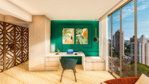 Home Office e ateliê aconchegante, biofílico e com personalidade - Apê Origens - Letícia Beraldo Arquitetura e Interiores | Neuroarquitetura, Bem-estar e Saúde