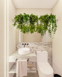 Lavabo Apê Refúgio Lerner, aconchegante e elegante- Letícia Beraldo Arquitetura e Interiores | Neuroarquitetura, Bem-estar e Saúde