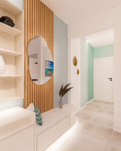 Sala Apê Maresia, pacífico e acolhedor - Letícia Beraldo Arquitetura e Interiores | Neuroarquitetura, Bem-estar e Saúde