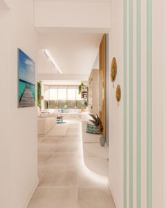 Sala Apê Maresia, pacífico e acolhedor - Letícia Beraldo Arquitetura e Interiores | Neuroarquitetura, Bem-estar e Saúde