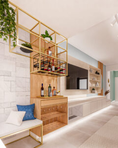 Sala Apê Maresia, pacífico e acolhedor - Letícia Beraldo Arquitetura e Interiores | Neuroarquitetura, Bem-estar e Saúde