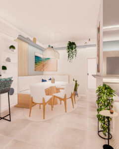 Sala Apê Maresia, pacífico e acolhedor - Letícia Beraldo Arquitetura e Interiores | Neuroarquitetura, Bem-estar e Saúde