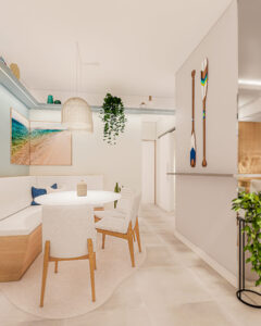 Sala Apê Maresia, pacífico e acolhedor - Letícia Beraldo Arquitetura e Interiores | Neuroarquitetura, Bem-estar e Saúde