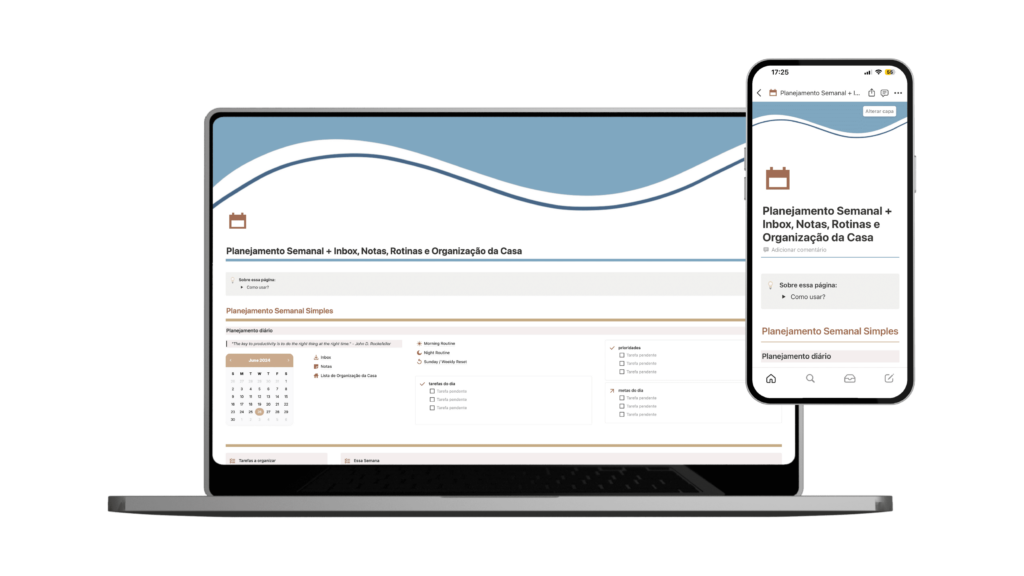 Template Planejamento Semanal + Inbox, Notas, Rotinas e Organização da Casa, Notion por Le Beraldo