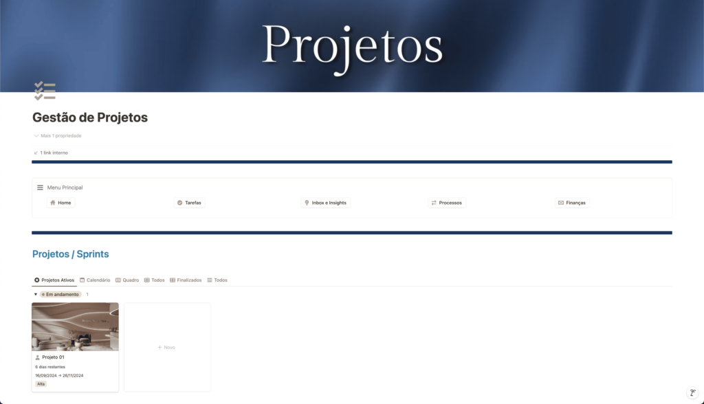 Gestão de projetos pessoais e profissionais, com tarefas integradas, Página do Cliente para o cliente acompanhar o andamento do projeto, e todas as informações necessárias internamente para gerir os projetos em um único local!